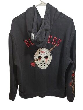 Men's DGK Ruthless Black Pullover Hoodie Hockey Mask Graphic Embroidered. Size M